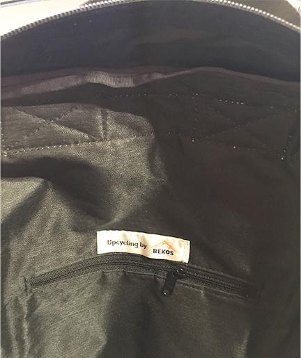 Actual product image Bekos Upcycling - Daypack from recycled lining bags Peacock