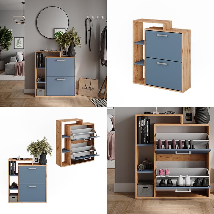 Produktbild Vichy Schuhkipper Orlando, Goldkraft Eiche/Blau, 80 x 90 cm