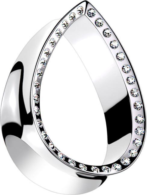 Immagine prodotto Star Piercing Goccia d'argento a tunnel svasata con cristallo d'argento (Acciaio chirurgico 316L)