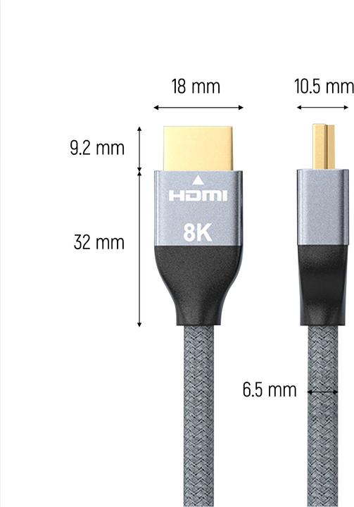 Immagine prodotto Wozinsky cavo HDMI 2.1 8K 60 Hz 48 Gbps / 4K 120 Hz / 2K 144 Hz 1 m Argento (WHDMI-10) (1 m, HDMI)