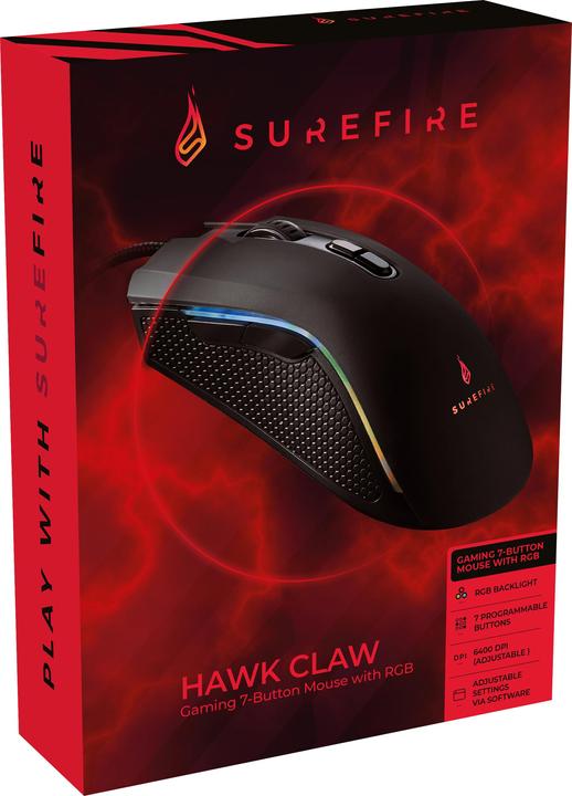 Image du produit SureFire Hawk Claw Souris de jeu 7 boutons avec RGB (Filaire)