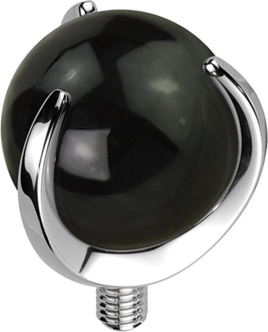 Star Piercing Dermal Anchor silber Kugel Onyx Stein gefasst (Mineralisch, ohne Messing, Titan G23)