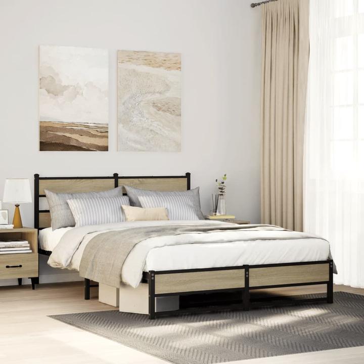 Image du produit VidaXL Lit métallique Lit sommier à lattes Cadre de lit double sans matelas 140x200cm (140 x 200)