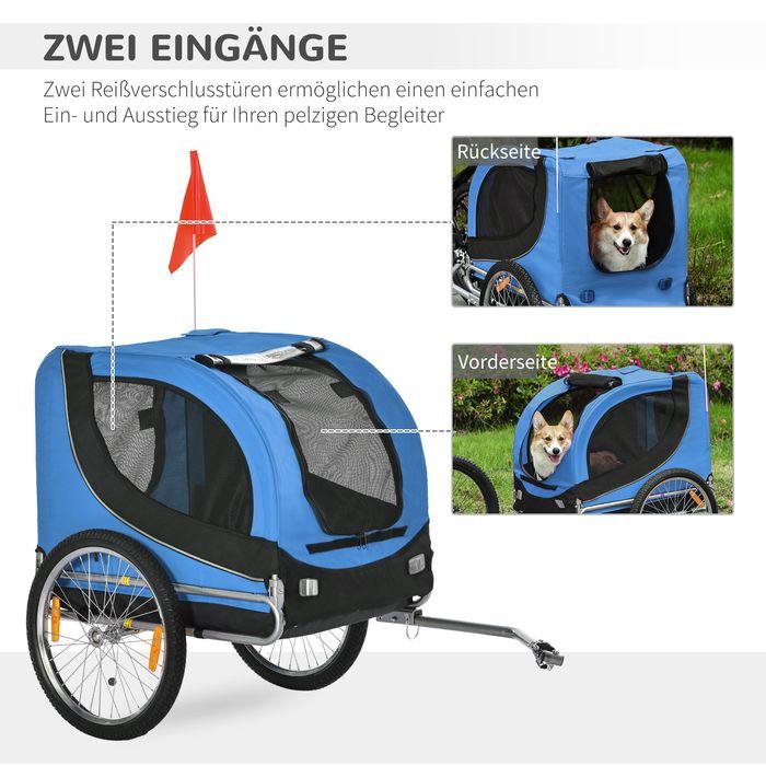 Image du produit Swisshandel24 Remorque pour chien Remorque pour vélo Transporteur pour chien Remorque pour vélo Bleu+Noir 130 x