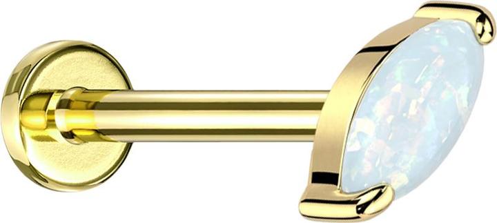 Produktbild Star Piercing Micro Labret Innengewinde vergoldet Ovaler Opal weiss (ohne Messing, Titan G23)