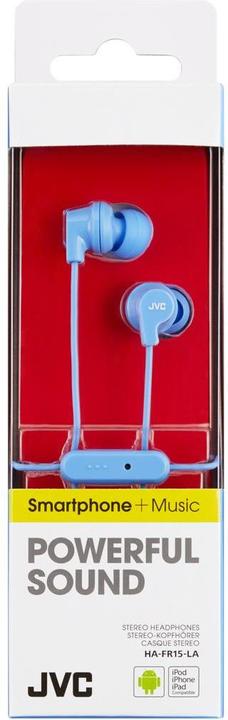 Actual product image JVC HA-FR15-LA-E Colourful inner ear headphones with remote & mic, Headset, In-ear, Calls/Music, Blu (Cable)