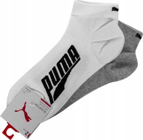 Puma Unisex-Adult BWT Lifestyle Quarter (2 Pack) Socks, White/Grey/Black, 43/46 (43 - 46)