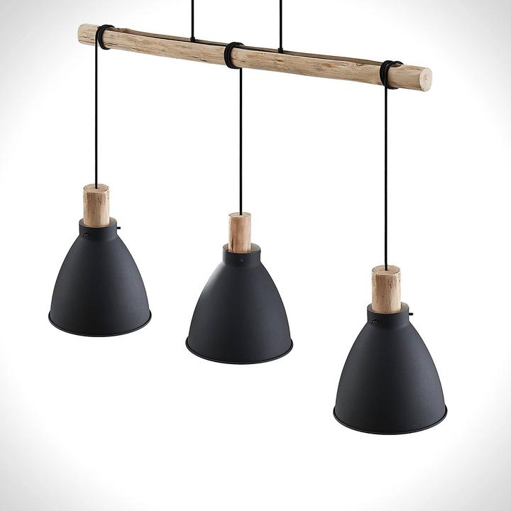 Image du produit Lindby Trebale 3 Lampe à suspendre Black/Wood (E27)
