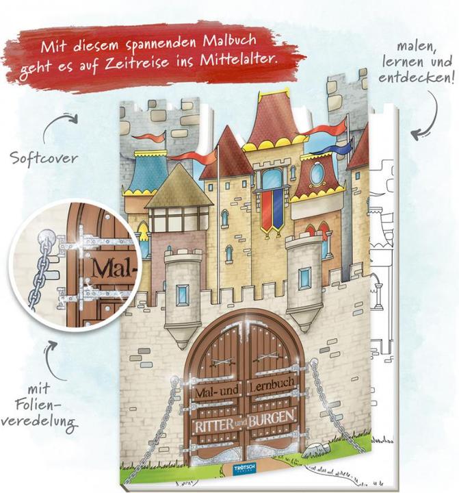 Produktbild Mal- und Lernbuch Ritter und Burgen 21x29 cm 32 Seiten