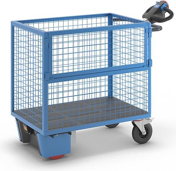 eurokraft pro Chariot-caisse à entraînement électrique, panneaux grillagés en acier, sans (500 kg)