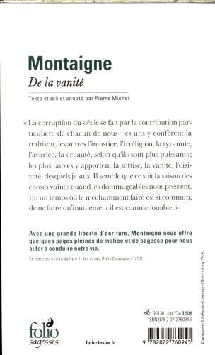 Image du produit De la vanité (Français, Montaigne Michel de, 2018)
