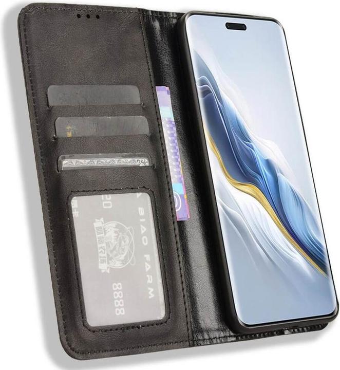 Image du produit Cover-Discount Honor Magic6 Pro - Housse Vintage Flip Case noir (Honor Magic6 Pro)
