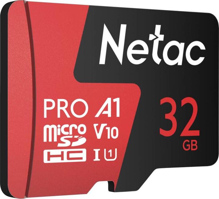 Actual product image Netac P500 Extreme Pro MicroSDHC 32GB V10/A1/C10 up to 100MB/s, wi (32 GB, microSDHC, U1, UHS-I)