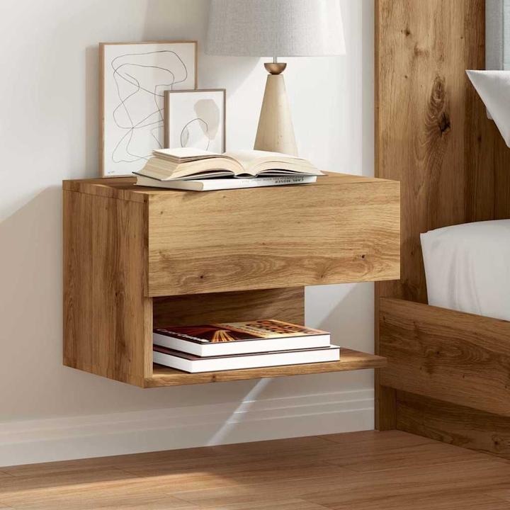 Produktbild VidaXL Nachttisch Wandschrank Nachtschrank Nachtkommode Hängend Artisan-Eiche (46 x 29.5 x 30 cm)