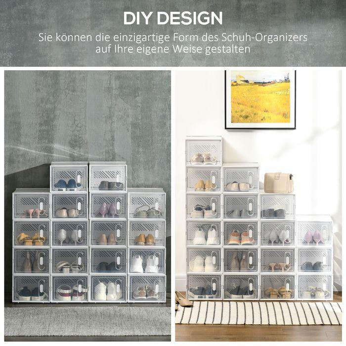 Actual product image Swisshandel24 DIY Schuhbox Aufbewahrungsbox mit 18 Fächern 18er Pack Schuhkartons Transparent (25 x 35 x 19 cm)