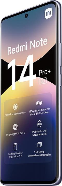 Actual product image Xiaomi Redmi Note 14 Pro+ 5G (256 GB, Lavender Purple, 6.67", Dual SIM, 200 Mpx, 5G)