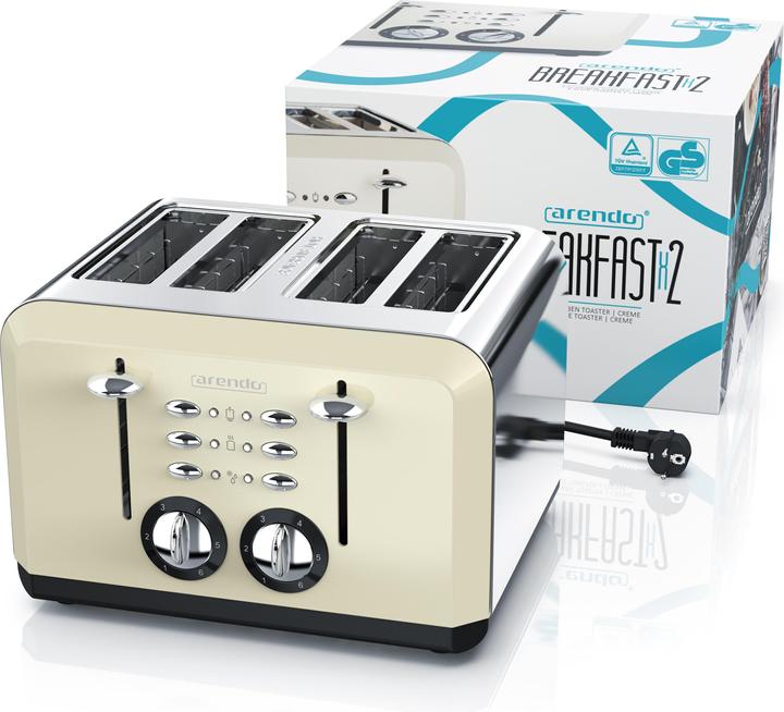 Actual product image Arendo Stainless steel toaster 4 slices, automatic, stainless steel, heat-insulating double-walled