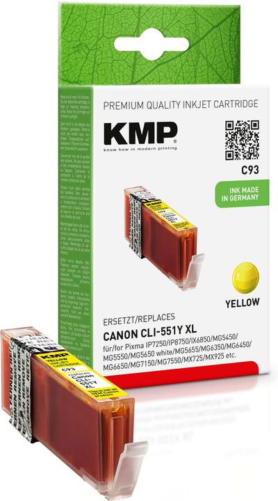 KMP C93 Ink cartridge yellow comp. with Canon CLI-551 Y XL (Y)