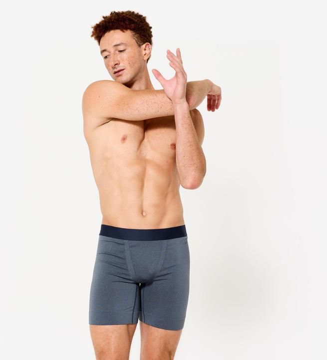 Image du produit Decathlon Boxer long sans couture homme, bleu chiné (L)