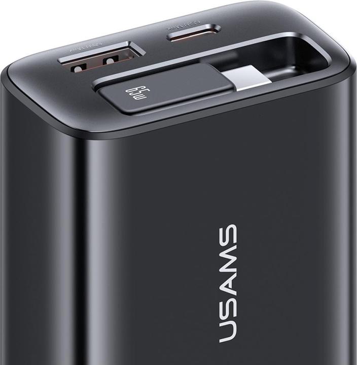 Produktbild Usams CC299 65W Fast Charger With Retractable Type-C Cable (EU) - Xiang Series Black (65 W)