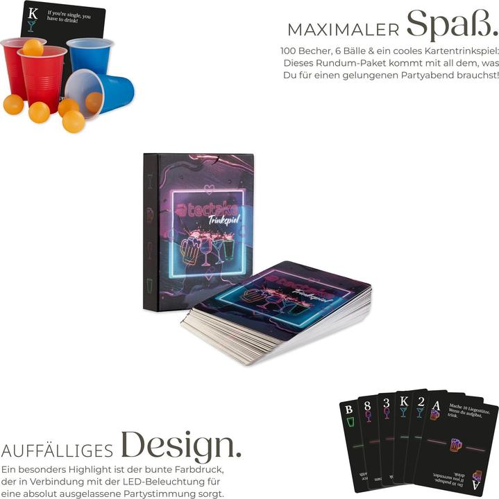 Image du produit tectake Table de beer pong BEERWARS II avec compartiment à glace et éclairage LED