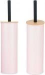 Actual product image Berilo metal toilet brush holder bamboo lid pink