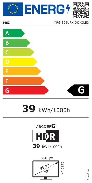 Energy Label MSI MPG 322URX QD-OLED (3840 x 2160 Pixels, 31.50")