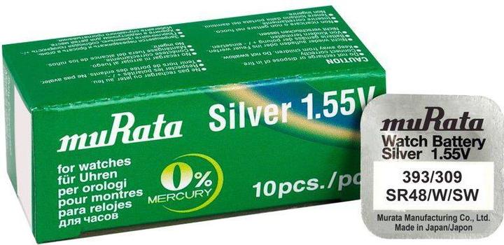 Produktbild Murata Knopfzelle Silberoxid n 393 (10 Stk., SR48, 75 mAh)