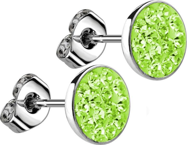 Star Piercing Ohrstecker silber Teller Kristall hellgrün (ohne Messing, Chirurgenstahl 316L)