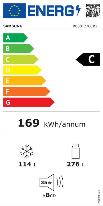 Energy Label Samsung Lodówka RB38T776CB1 (390 l)