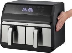Produktbild Inventum GF800HLD - Dubbele airfryer - Heteluchtfriteuse - Inhoud 2 x 4 liter - Zwart/RVS