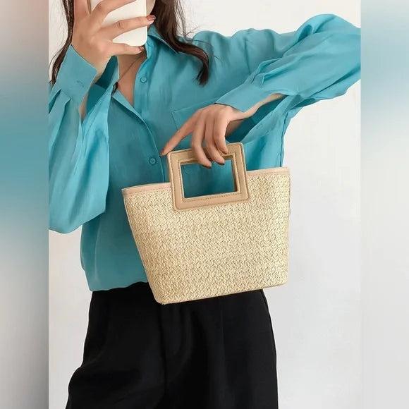 Image du produit Only-Bags.Store Sac à main en paille tissée, sac fourre-tout style boho, sac d'été pour femmes, sac à main en