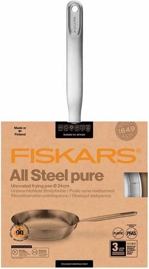 Immagine prodotto Fiskars Tutto acciaio puro (24 cm, Padella per friggere, Acciaio inossidabile)