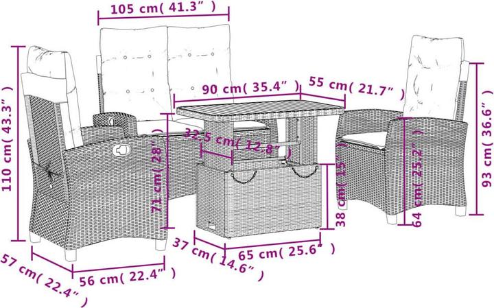 Actual product image VidaXL 10-piece garden lounge set with cushions (55 cm)