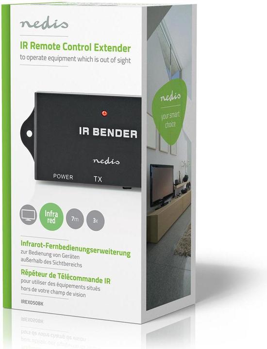 Immagine prodotto Nedis Estensore di telecomando IR Portata del segnale: 7,0 m 3 Dispositivi ABS Nero (Telecomando specifico per il dispositivo, Infrarossi)