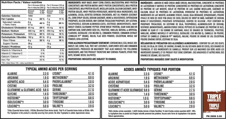 Nutritional values and ingredients Mutant Mass (Chocolate, 1 pcs., 6800 g)