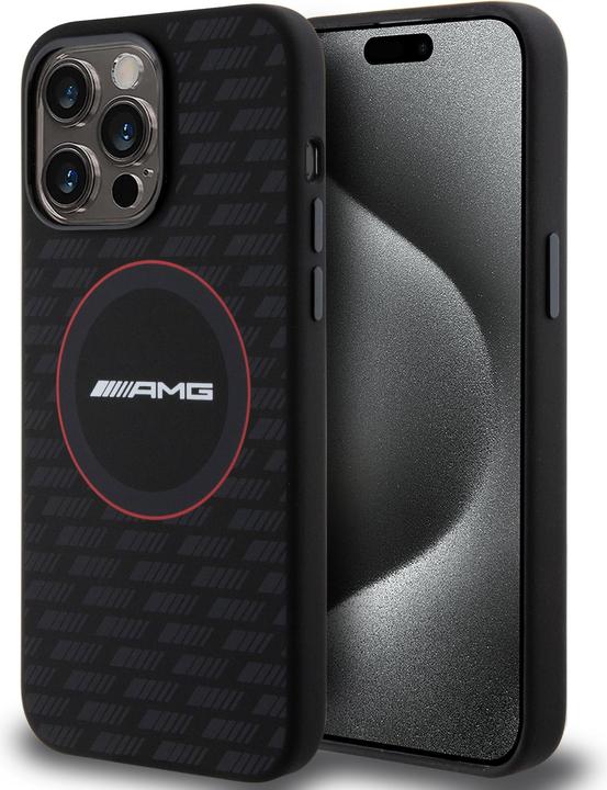 Actual product image Mercedes AMG AMHMP15X23SMRK iPhone 15 Pro Max 6.7" czarny/black hardcase Silicone Carbon Pattern MagSafe (Apple iPhone 15 Pro Max)