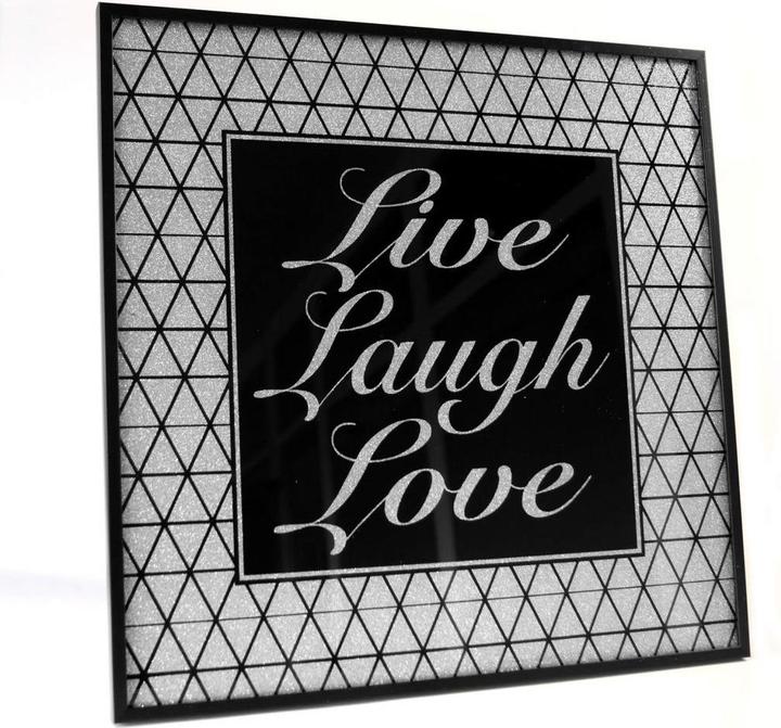 Produktbild Trenddeko Live-Laugh-Love - Silber Glitzer (40 x 40 cm)