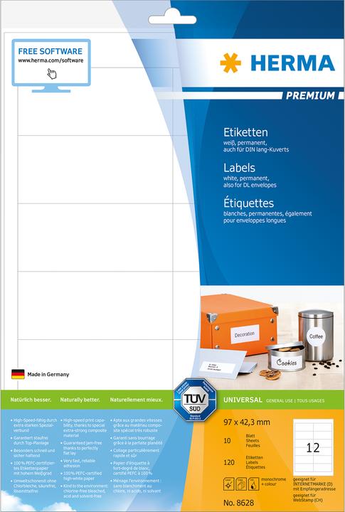 Image du produit Herma Étiquettes universelles A4