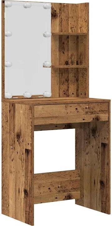 Immagine prodotto VidaXL Schminktisch-Set mit LED-Leuchten Altholz-Optik Holzwerkstoff (60 x 40 x 140 cm)