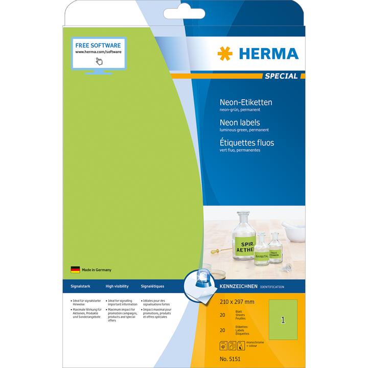 Image du produit HERMA Étiquettes fluo A4