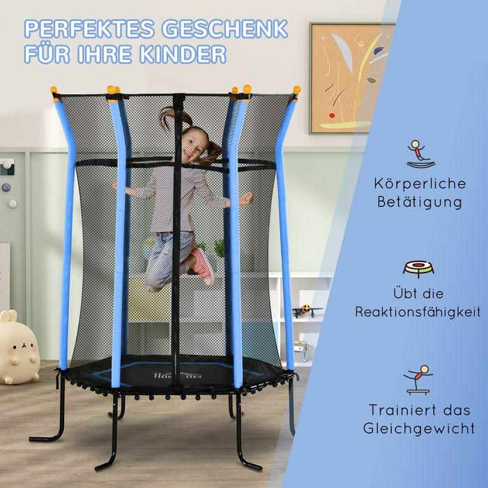 Produktbild Swisshandel24 Kinder Trampolin Ø163,5 cm, Indoor Trampolin, Kindertrampolin bis 50 kg Blau (163.50 cm)