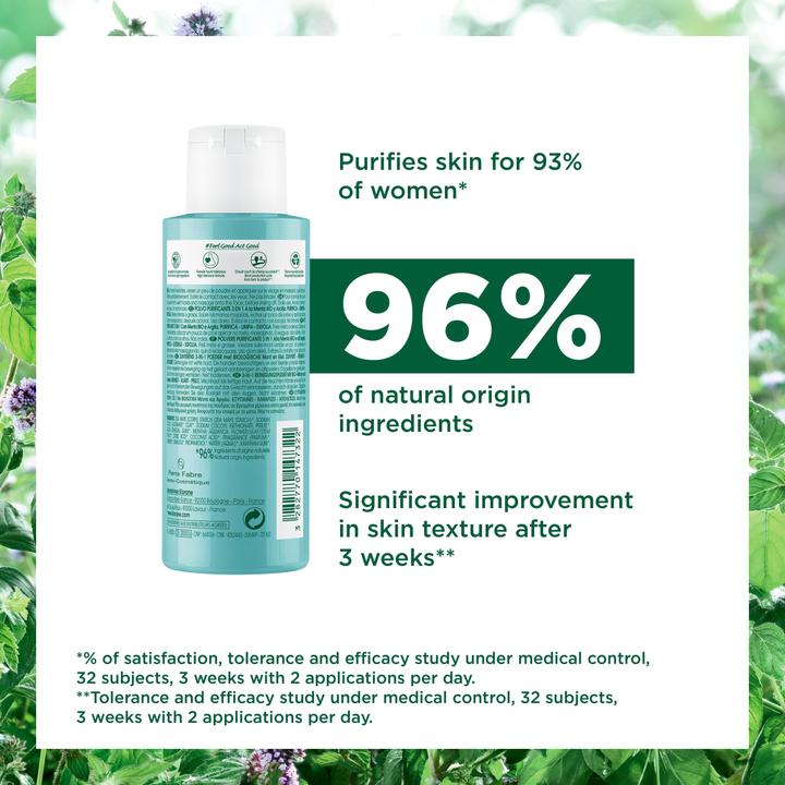 Immagine prodotto Klorane Polvere detergente 3 in 1 con menta acquatica biologica (Talco, 50 ml)