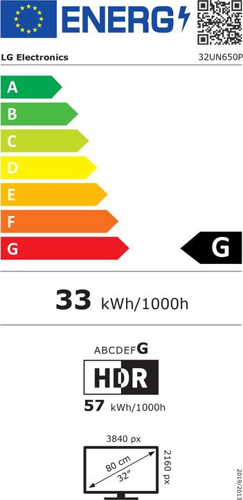 Etichetta energetica LG 32UN650P-W (3840 x 2160 pixel, 31.50")