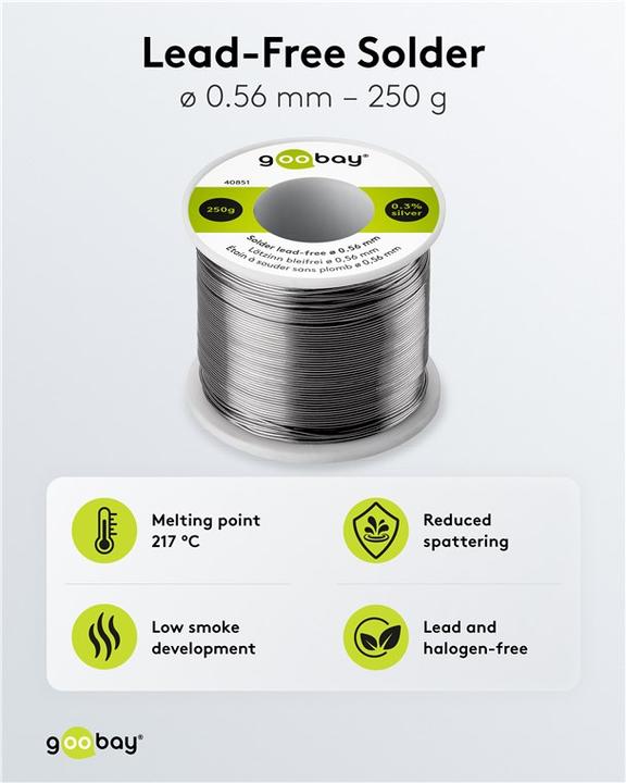 Produktbild Goobay Lötzinn bleifrei, ø 0,56 mm, 250 g (Lötzinn)