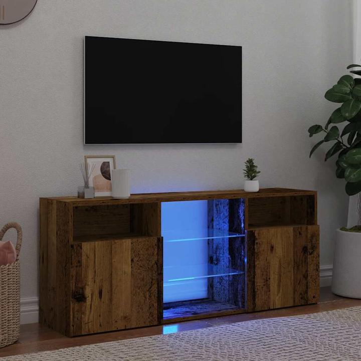 Actual product image VidaXL TV-Schrank mit LED-Leuchten Altholz-Optik 120x30x50 cm TV-Möbel (120 x 30 x 50 cm)
