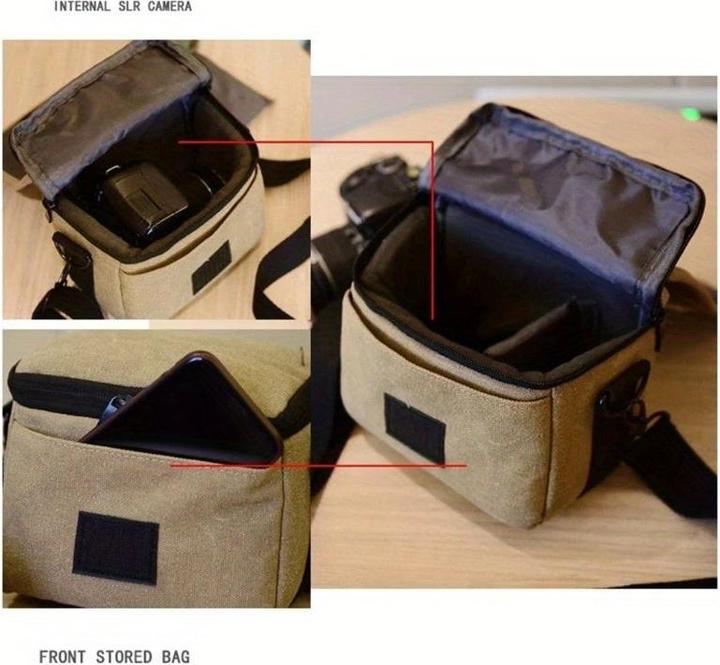 Immagine prodotto Only-Bags.Store Pratica borsa crossbody per fotocamera SLR DSLR borsa a tracolla in tela con chiusura a zip (Borsa a tracolla per fotocamera)