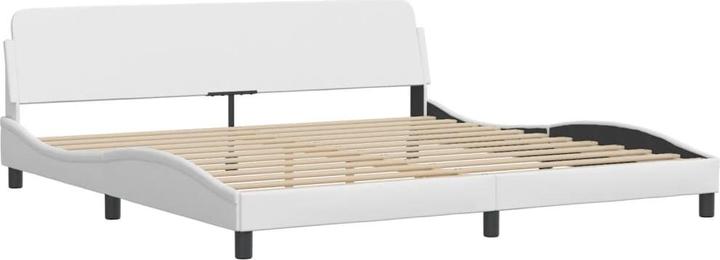 Produktbild VidaXL Bett Polsterbett Doppelbett Kunstlederbett mit Matratze Weiss 200x200cm (200 x 200 cm)