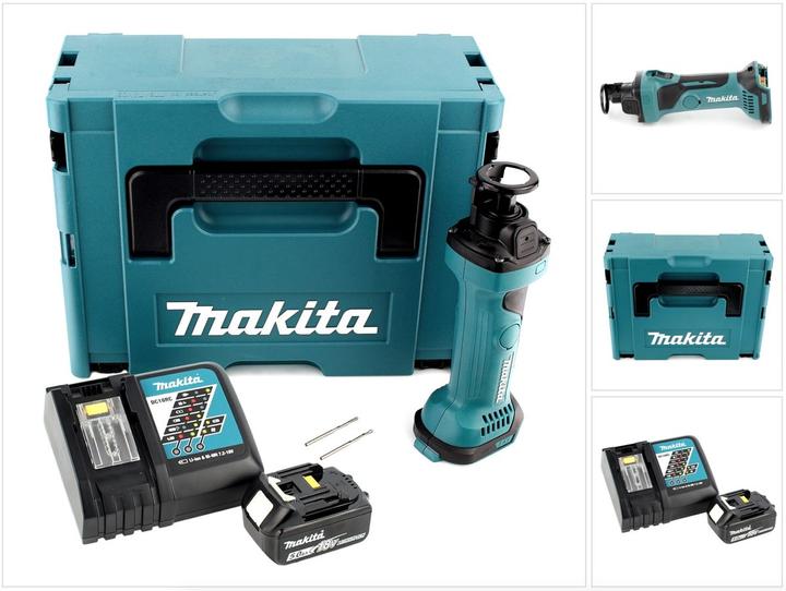 Immagine prodotto Makita DCO 180 RT1J Rifilatore per cartongesso a batteria 18V in valigetta Makpac + 1x Batteria 5,0
