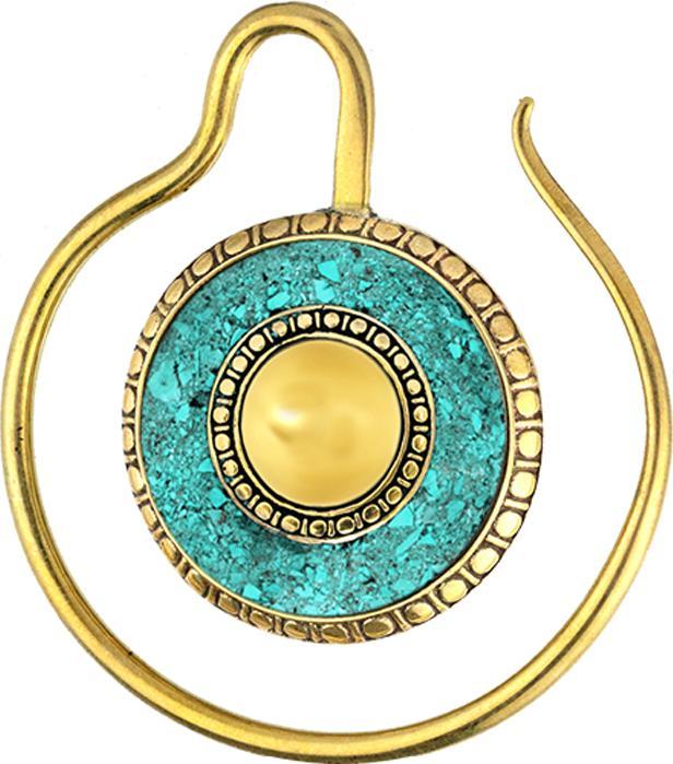 Produktbild Star Piercing Ohrgewicht Ring vergoldet Medallion mit Türkis Stein Ring (Messing, Mineralisch)